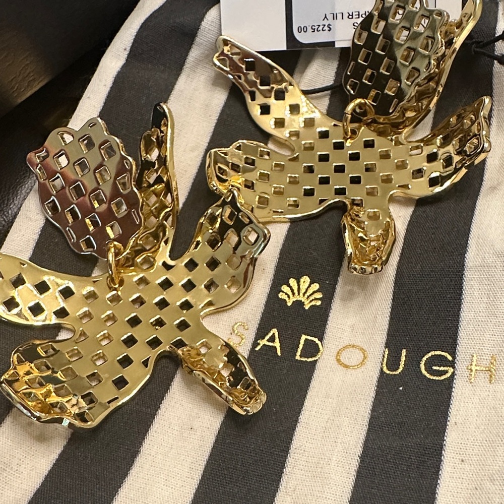 Lele Sadoughi Gold Cutout Paper Lily Floral Earrings